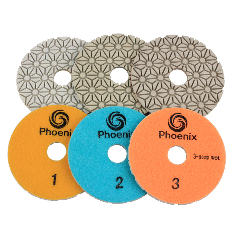 Premium Star 4" - 3 Step Wet Polishing Pads