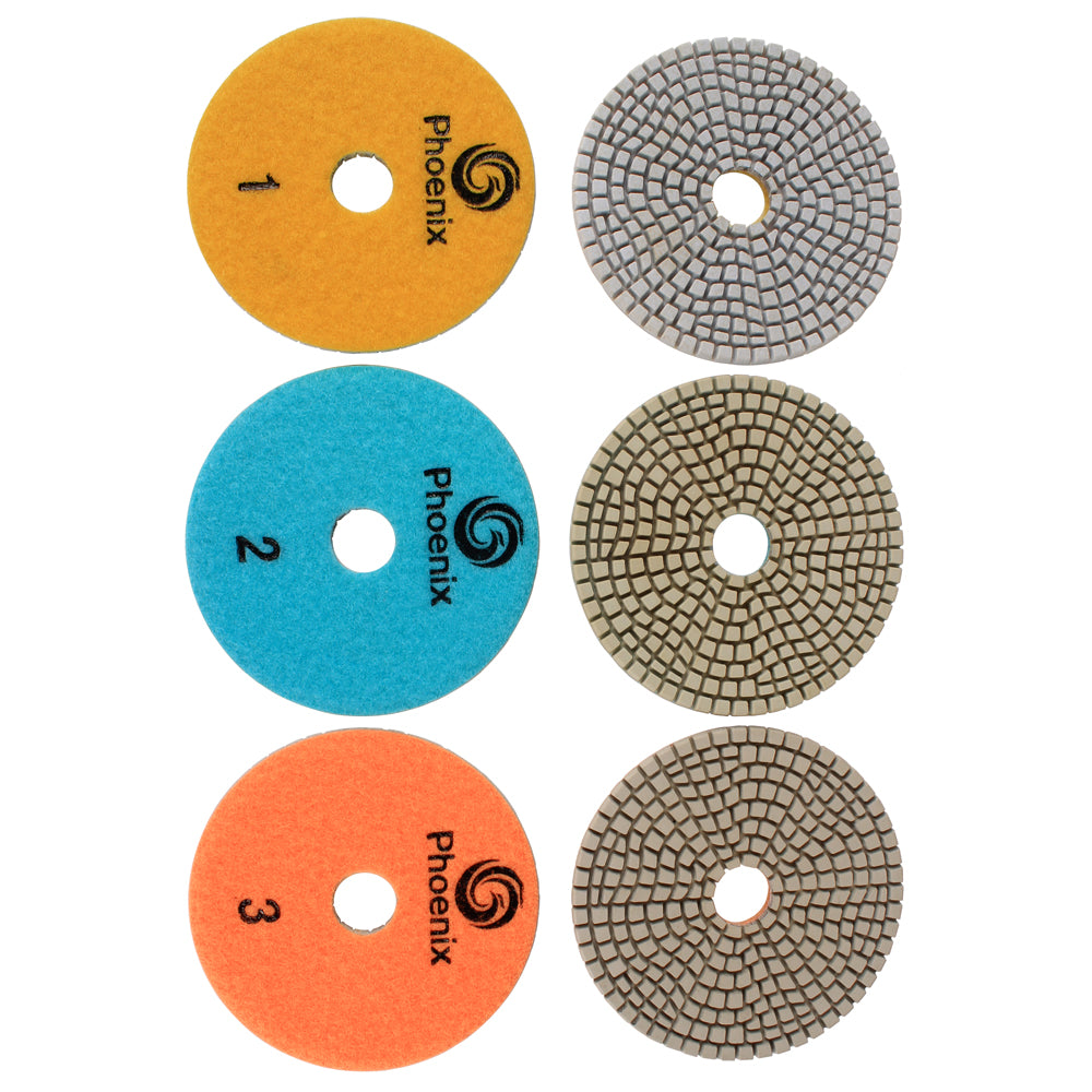 Premium ICY™ 4" - 3 Step Wet Polishing Pads